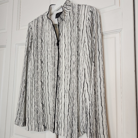 Alex Evenings Petite Jacket Black White Zip Front  XLP - Picture 4 of 11